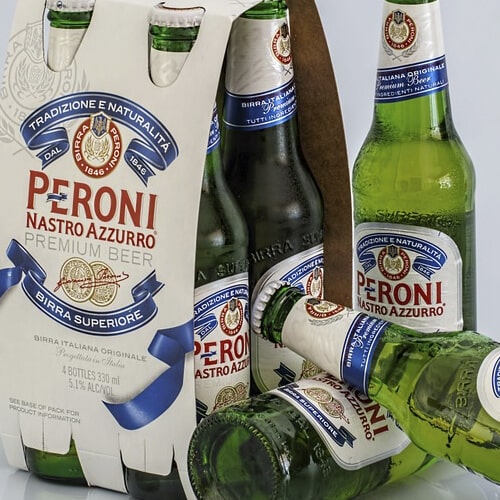 A Case Of Peroni Lager Glass Bottles