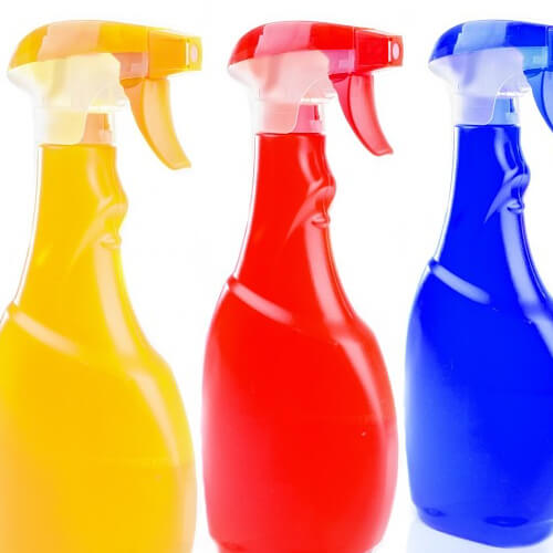 3 Yellow, Red, & Blue Spray Bottles