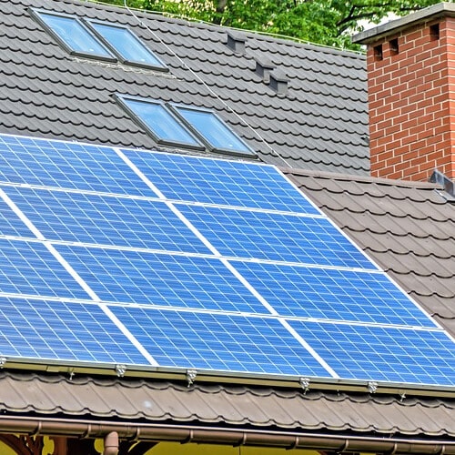 A Solar Panel On A Roof