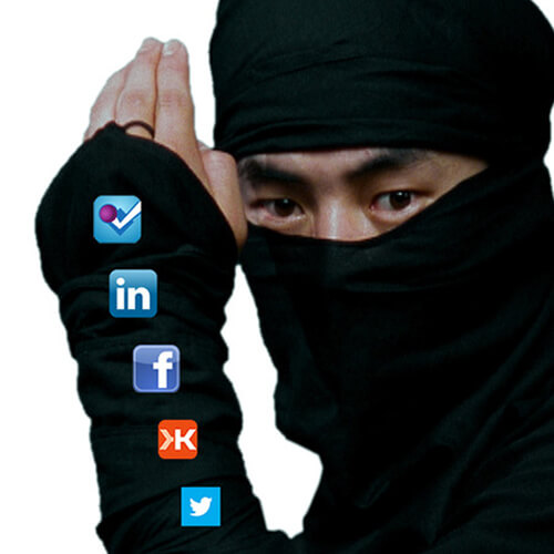A Ninja With Social Media Icons On Their Sleeve