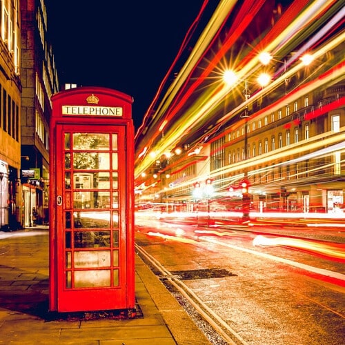 A British Red Telephone Box On A Street