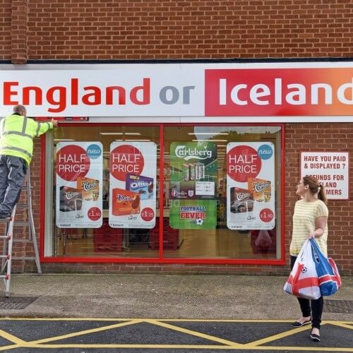 An Iceland Supermarket With England Or Iceland Sign