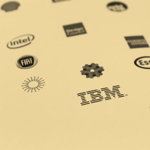A Piece Of Paper With Logos On It Including IBM & Intel