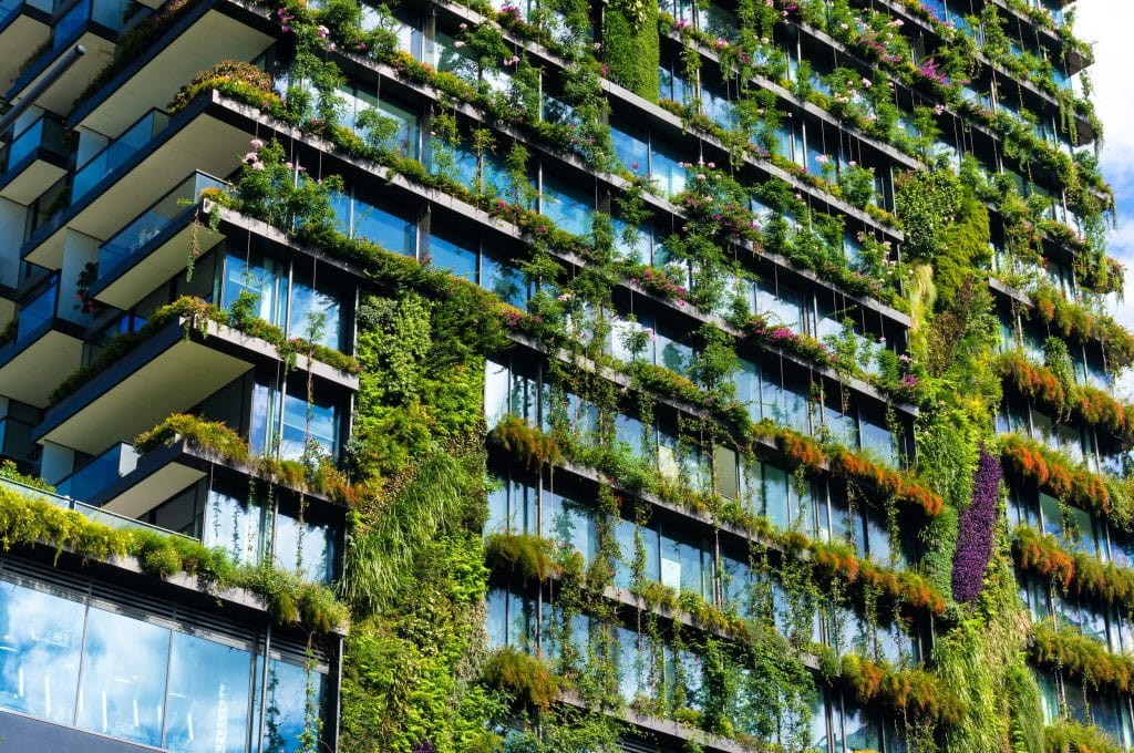 A Building With Plants & Greenery Growing On The Side
